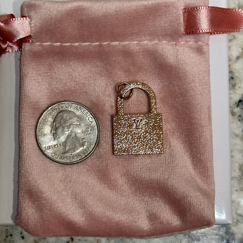 LV Gold and Crystal Padlock Charm - Picture 6 of 6